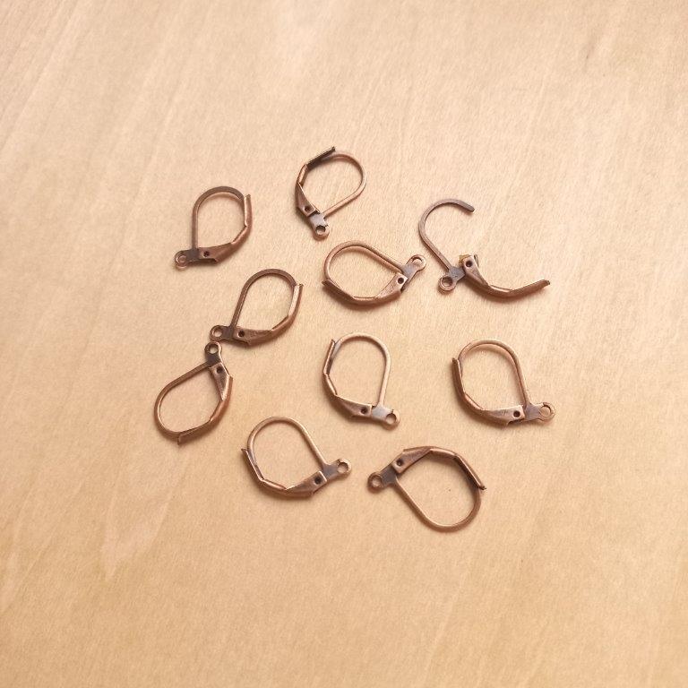 Red Copper Leverback Earrings 10x15mm per 10 pc