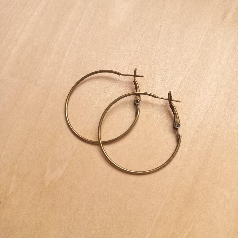 Antique Bronze Hoop Earrings 35x1mm per pair