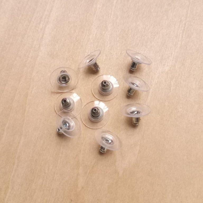 Platinum & Plastic Bell & Clutch Earring Backs 11x3~7mm per 10 pc