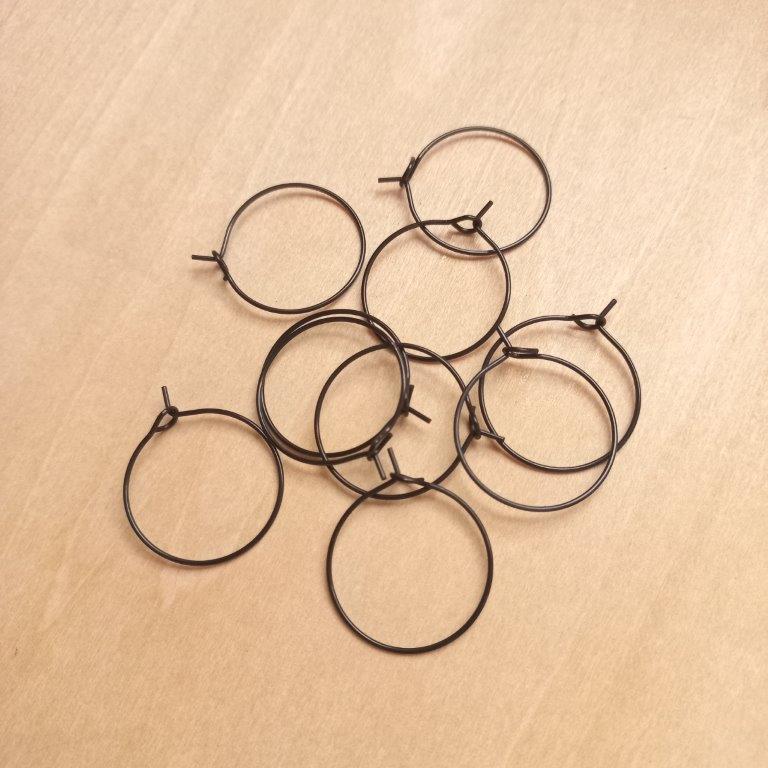 Black Stainless Steel Hoop Earrings 21x0.7mm per 10pc