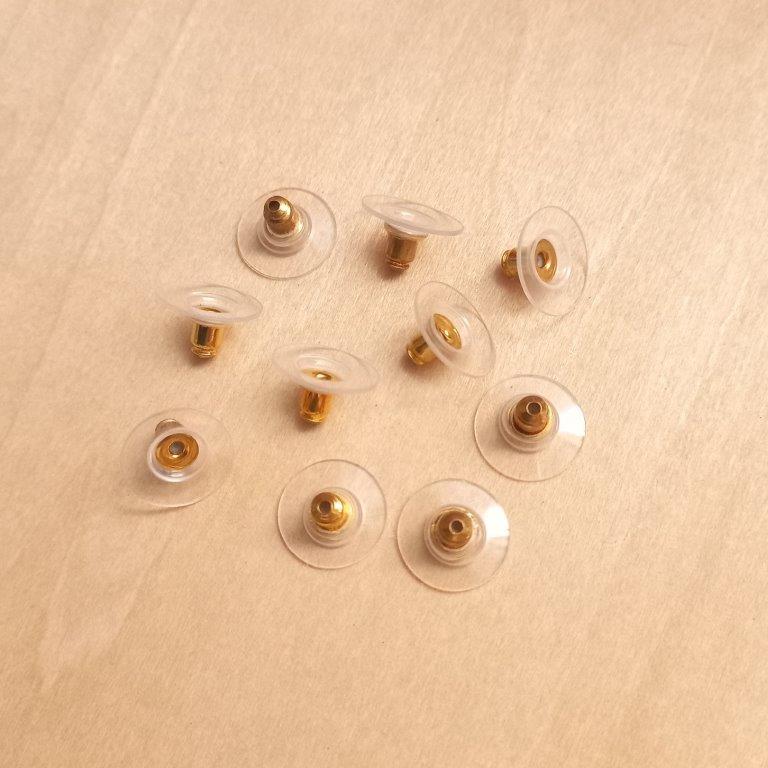 Golden & Plastic Bell & Clutch Earring Backs 3~11x3~11x3~7mm per 10pc