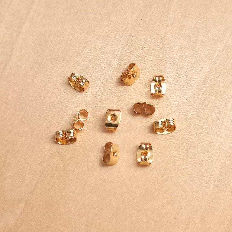 18K Gold Plated Friction Earring Backs 6x4.5x3mm per 10pc