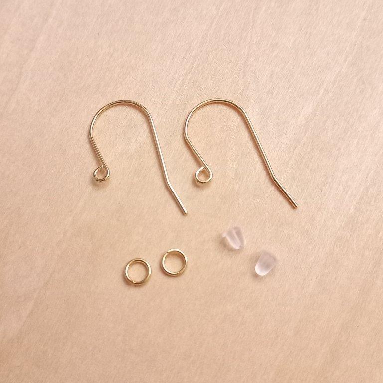 Golden Earring Hooks with Jump Rings & Ear Nuts 27.5x16.5x0.8mm per pair