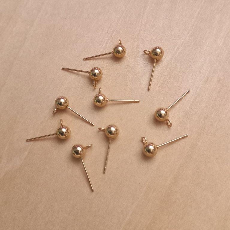 24K Gold Plated Studs with Loop 17x8x5mm per 10pc