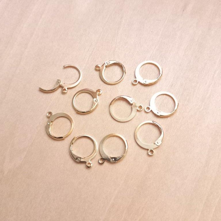 24K Gold Plated Leverback Earrings 14.5x12mm per 10pc