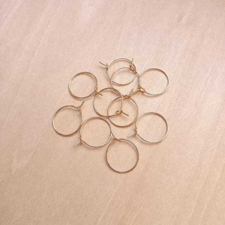 Golden Hoop Earrings 15x0.7mm per 10pc