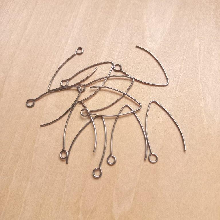 Stainless Steel Earring Hooks with Horizontal Loop 26x15.5mm per 10 pc