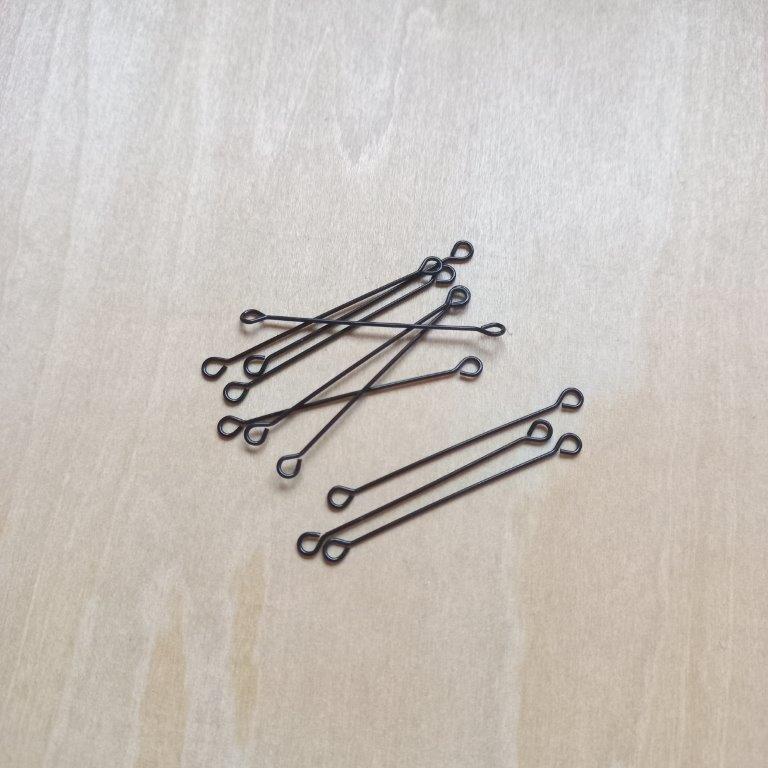 Black Double Sided Eye Pins 36x3x0.6mm per 10pc