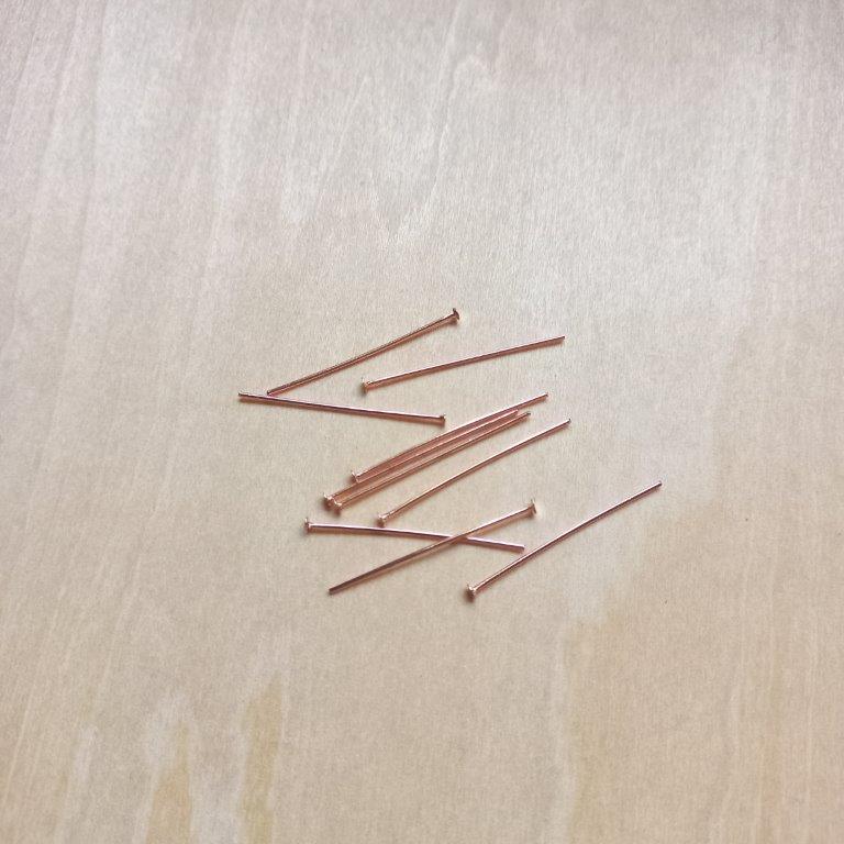 Rose Gold Flat Head Pins 25x0.6mm per 10pc