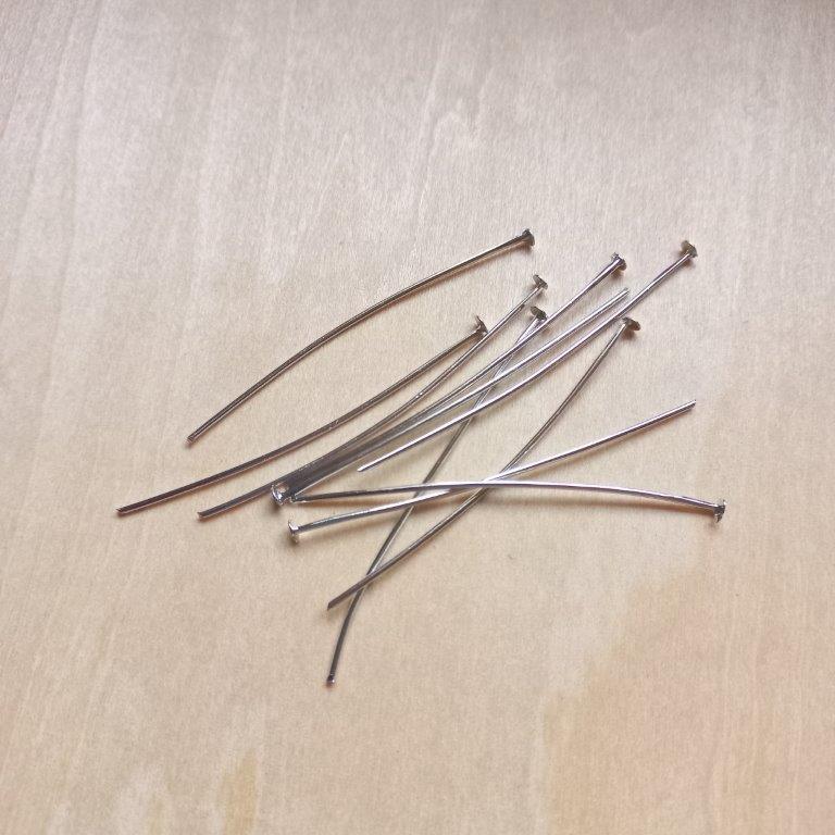 Platinum Flat Head Pins 50x0.75~0.8mm per 10pc