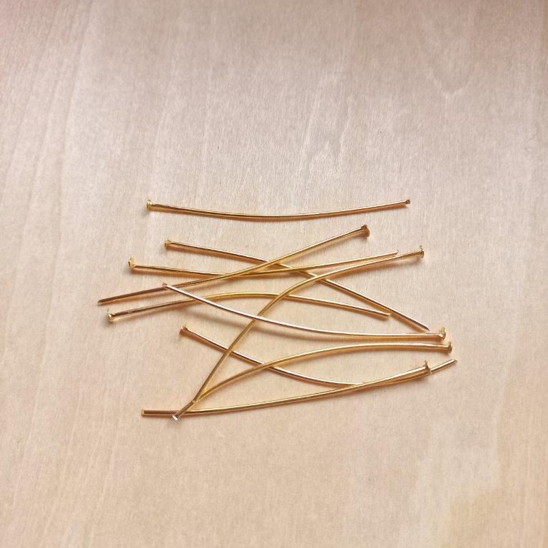 Golden Flat Head Pins 50x0.75~0.8mm per 10pc