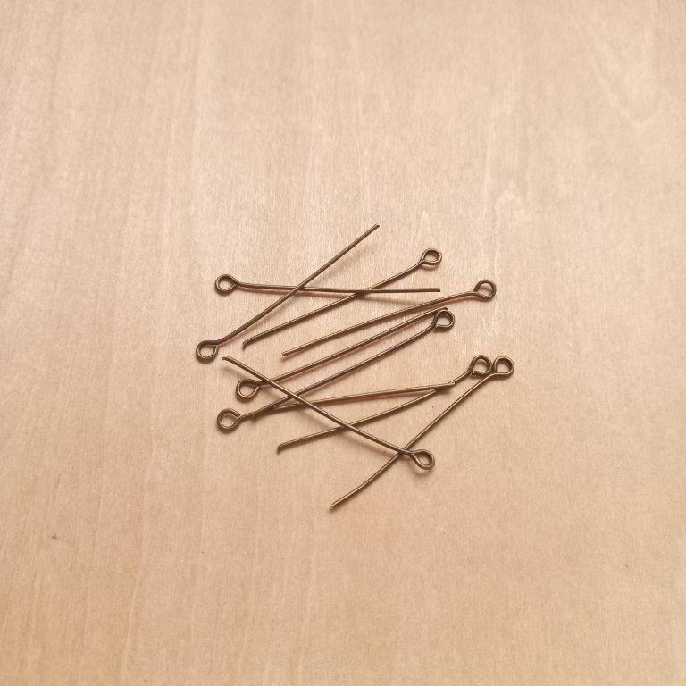 Antique Bronze Eye Pin 35x0.7mm per 10pc