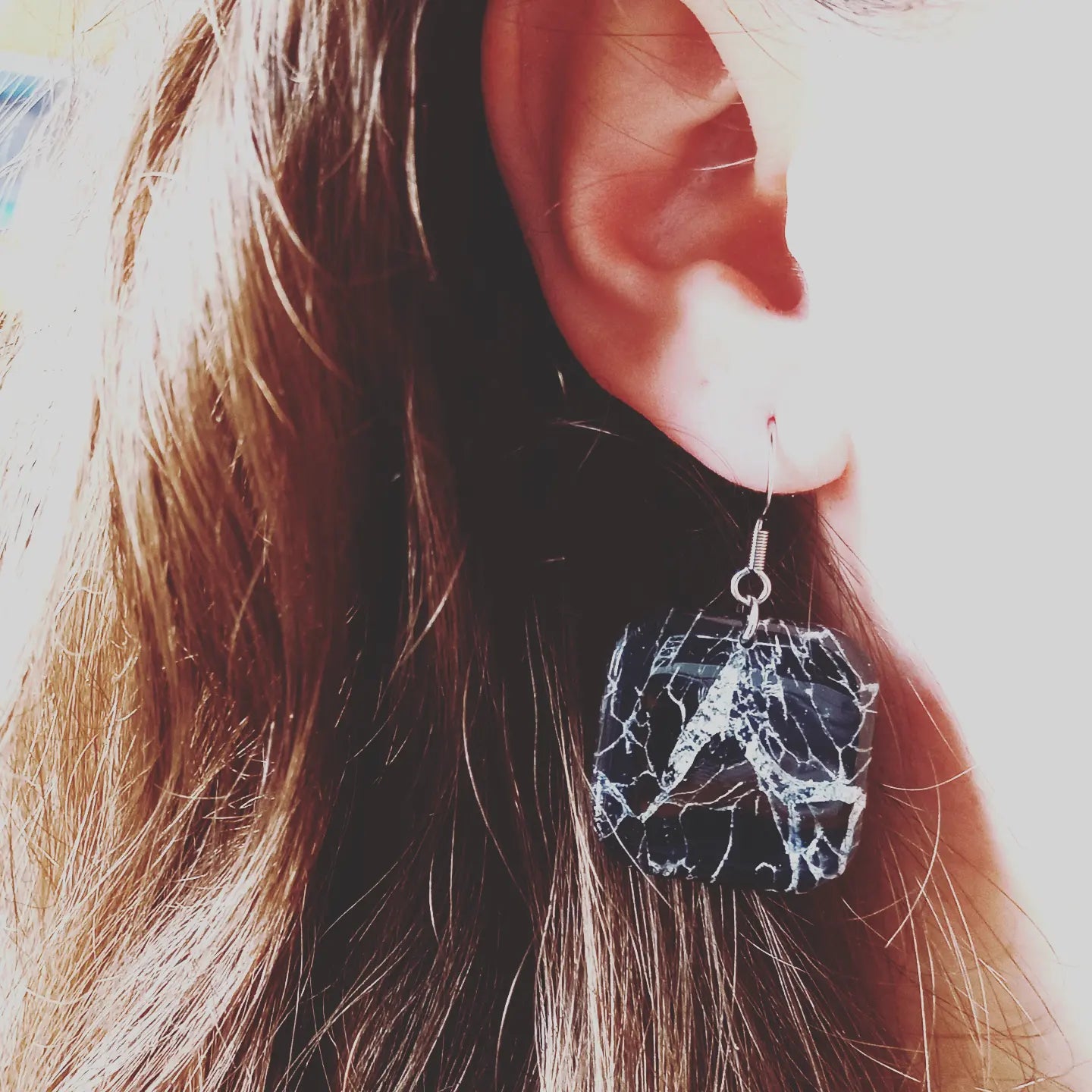 Marble Square Earrings