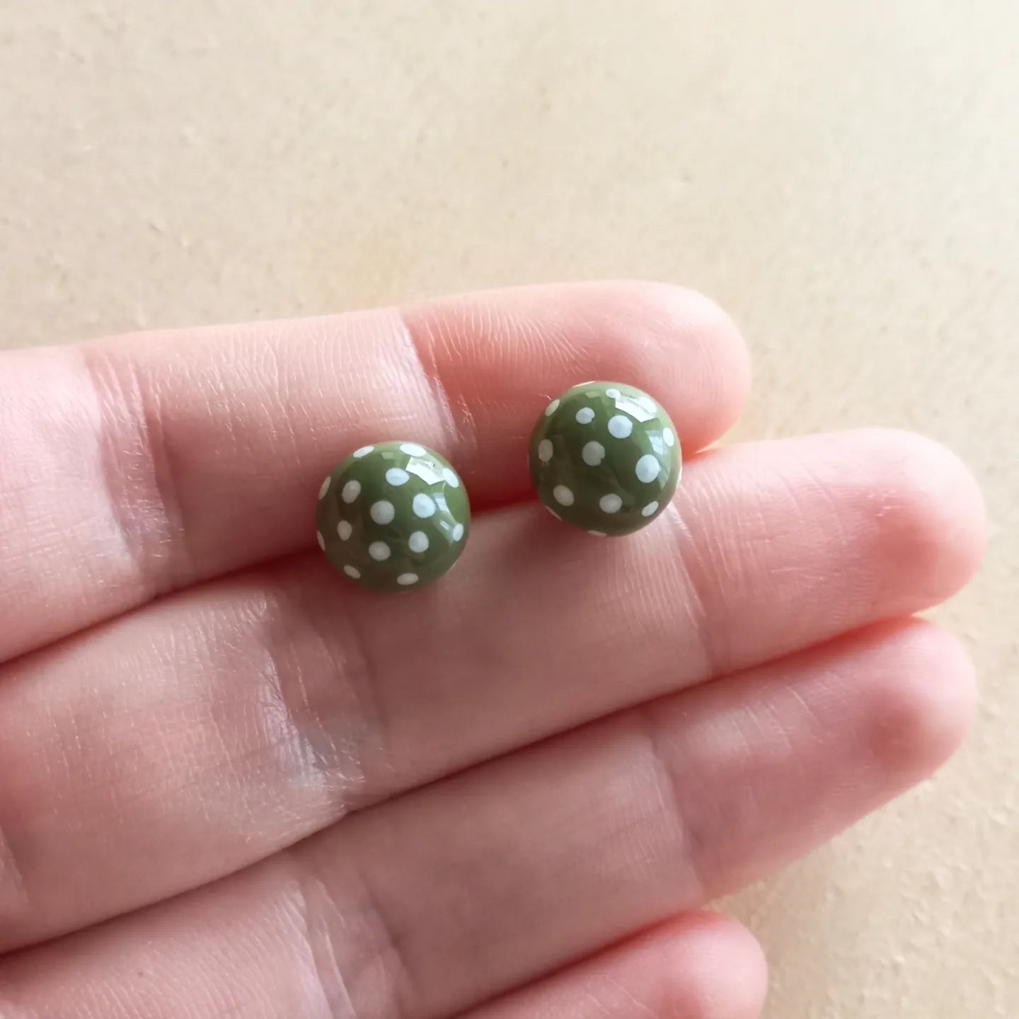 Polkadot Olive Ball Studs