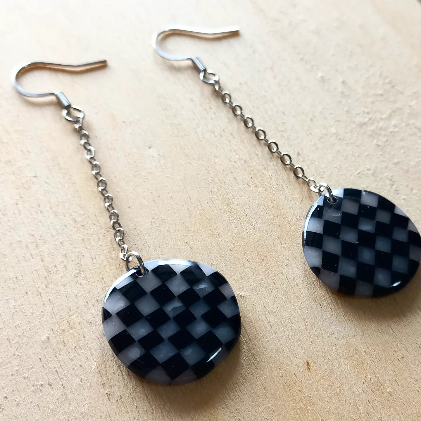 Translucent Checkered Dangle Earrings
