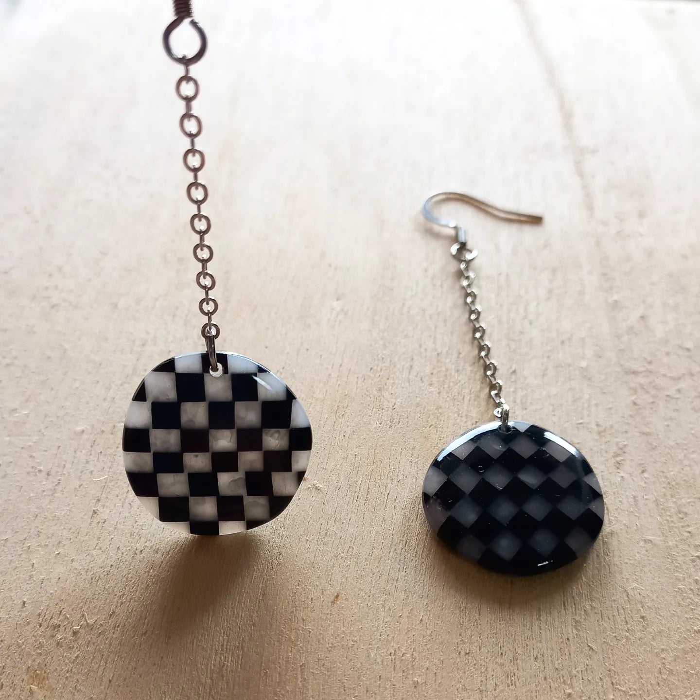 Translucent Checkered Dangle Earrings