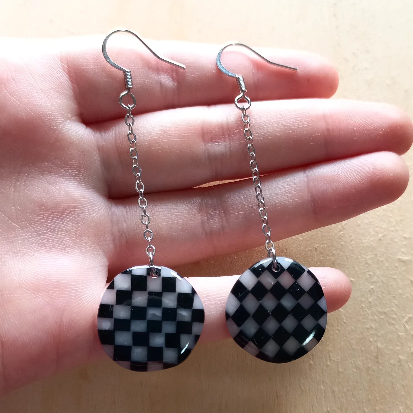 Translucent Checkered Dangle Earrings