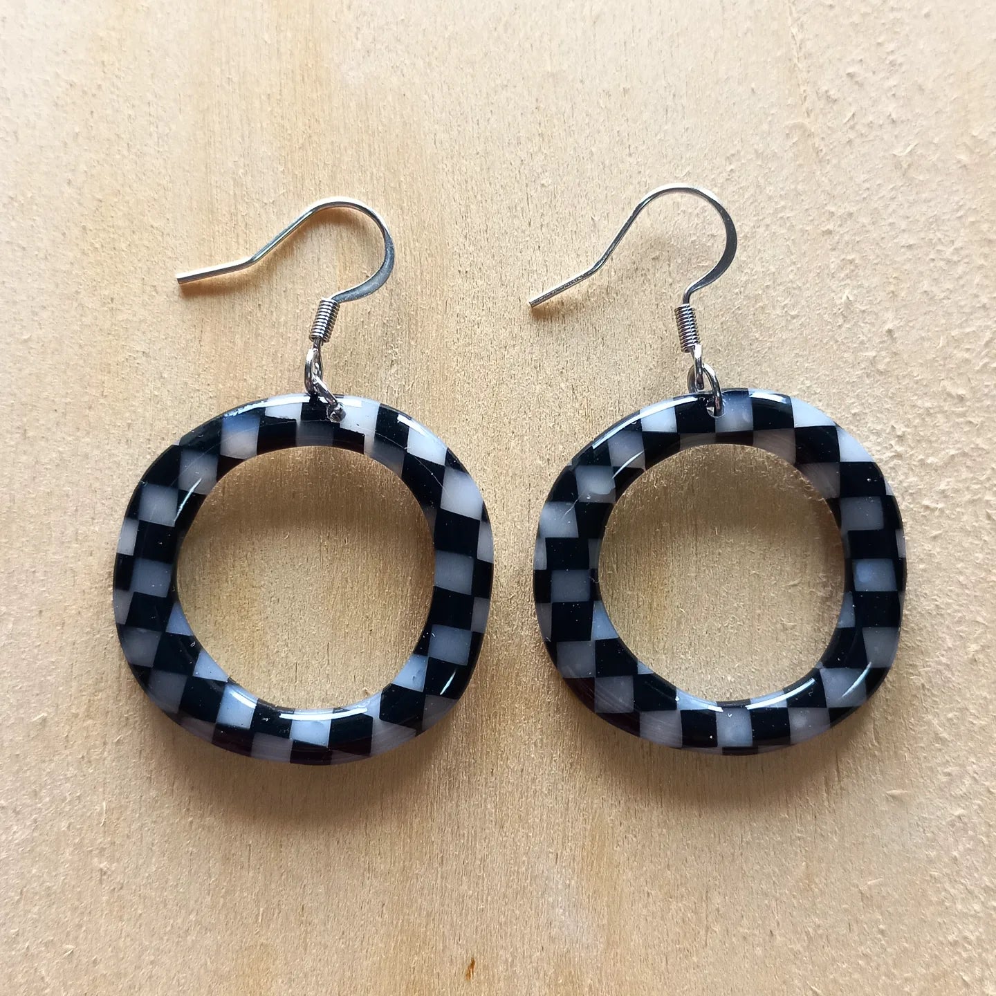 Translucent Checkered Hoop Earrings