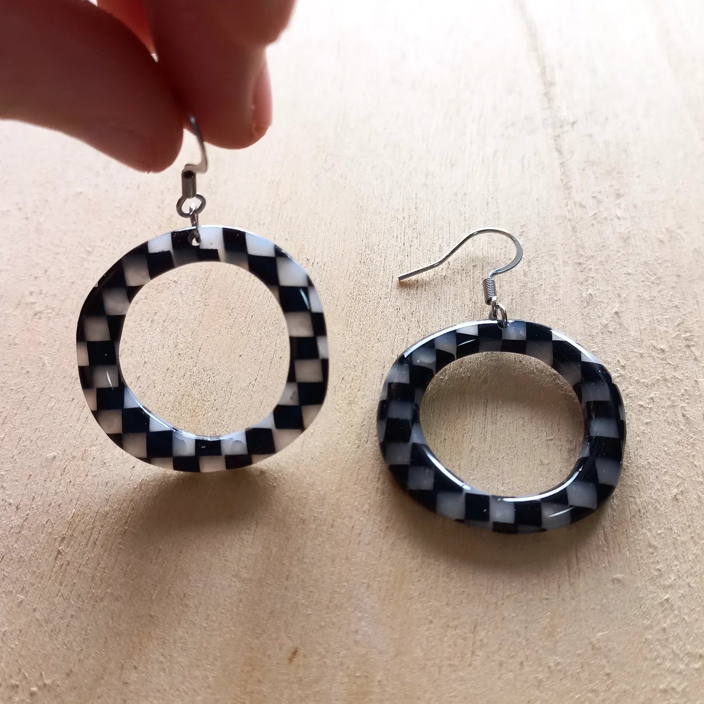 Translucent Checkered Hoop Earrings