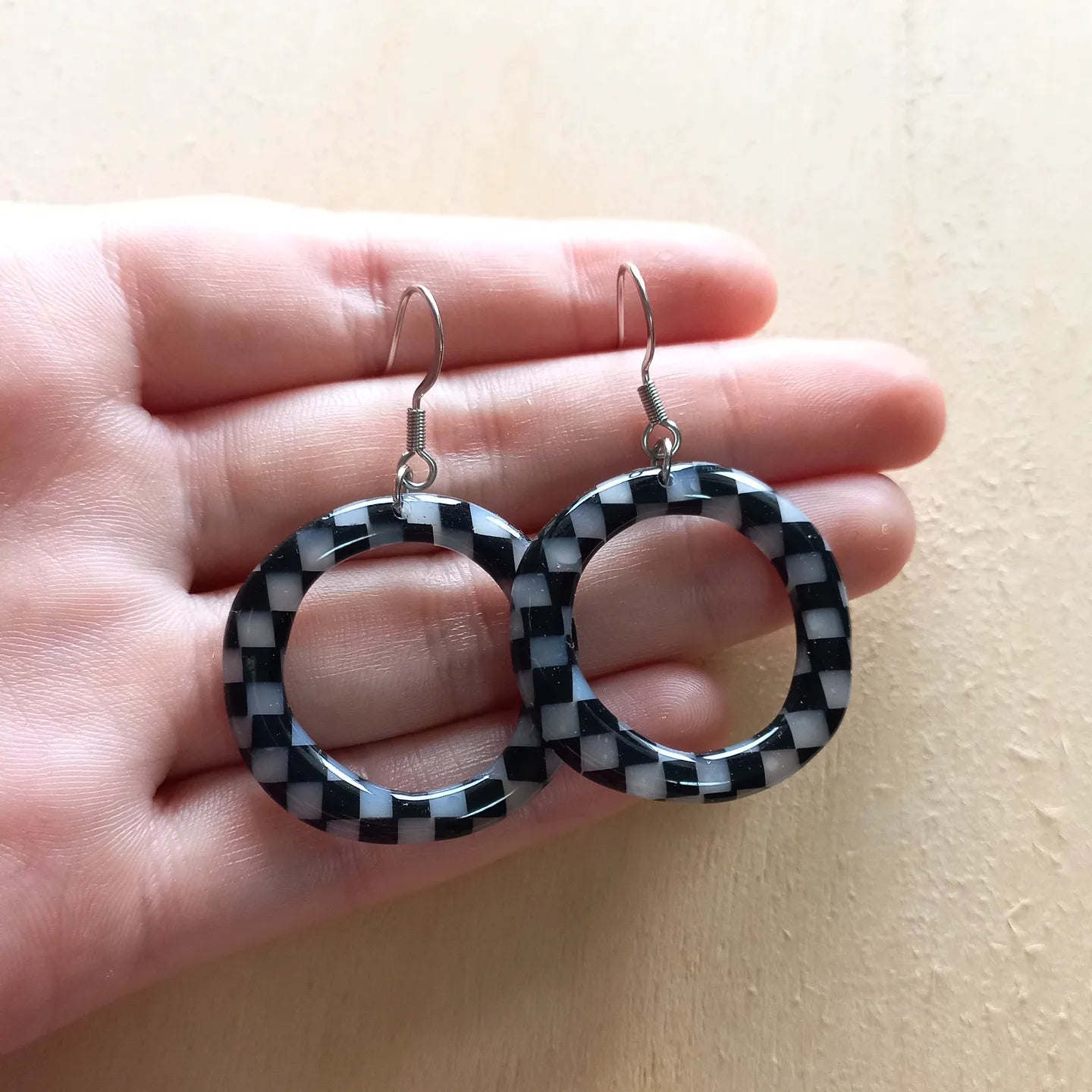 Translucent Checkered Hoop Earrings
