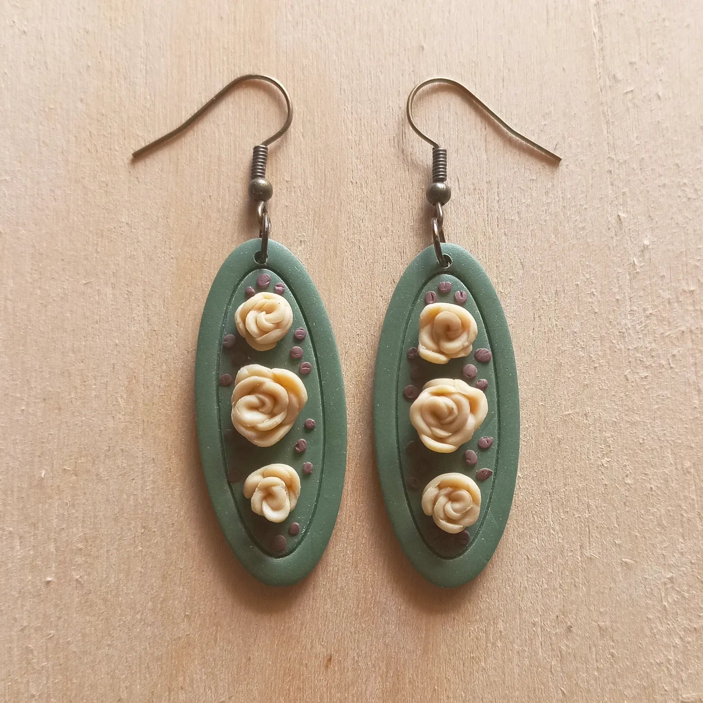 Olive Rose Pendant earrings
