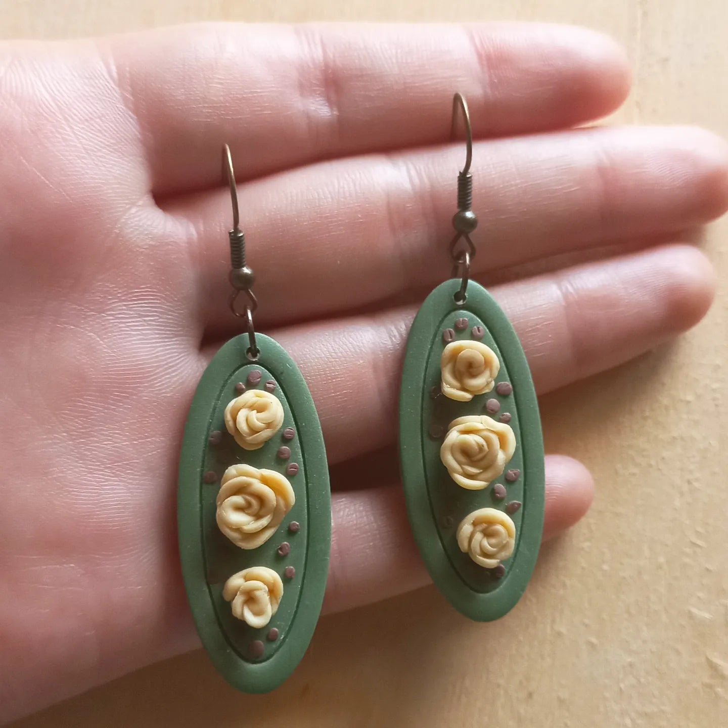 Olive Rose Pendant earrings