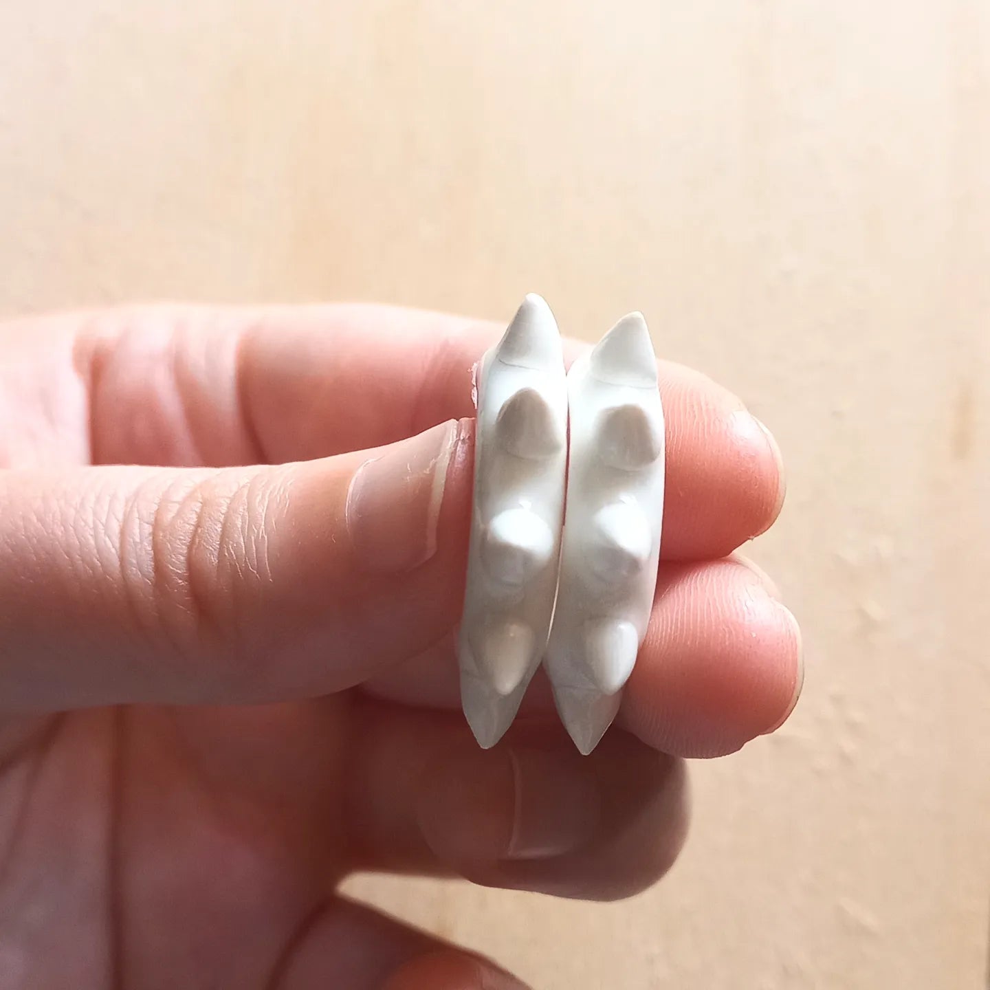 Spikey White Hoops Earrings