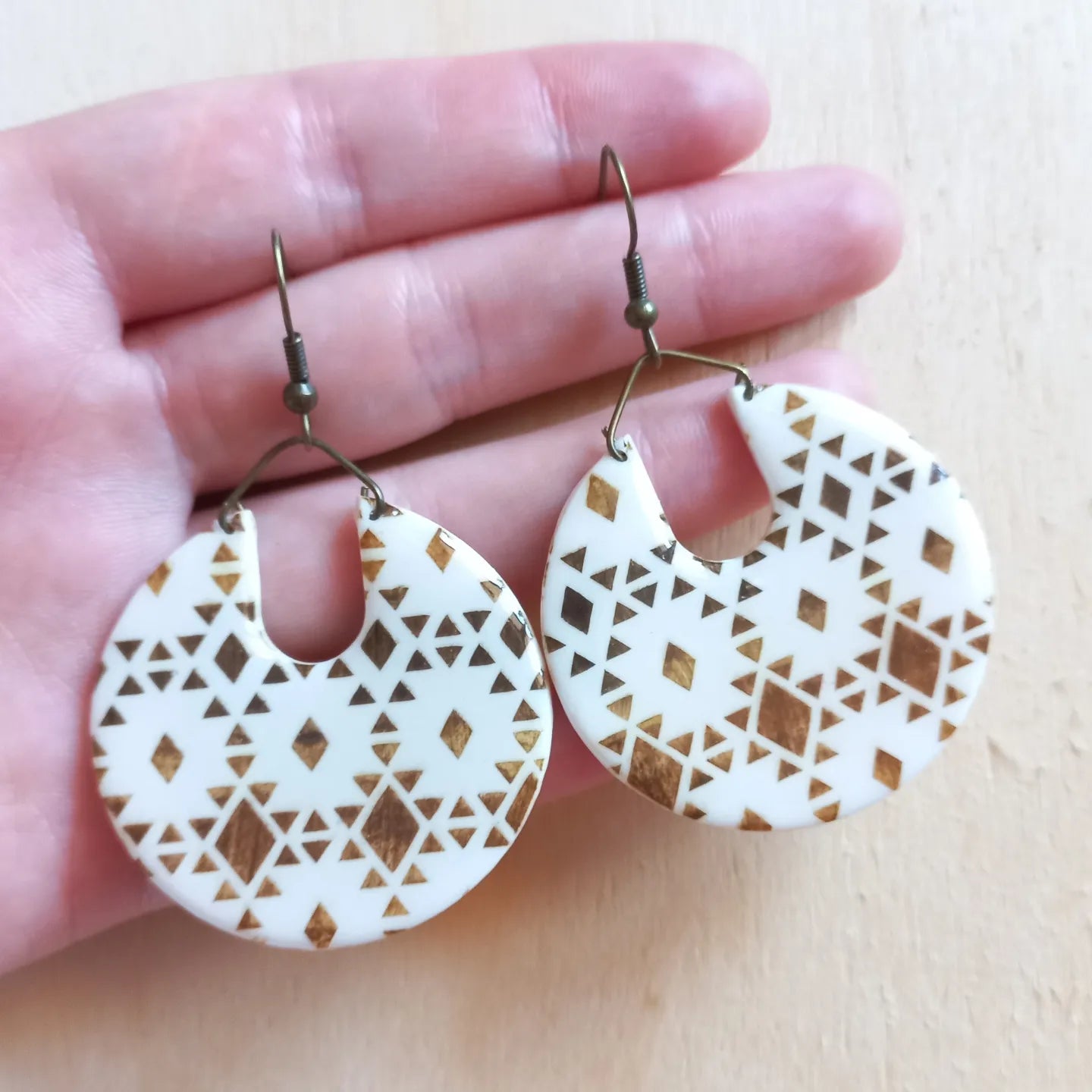 Boho White and Brown earrings