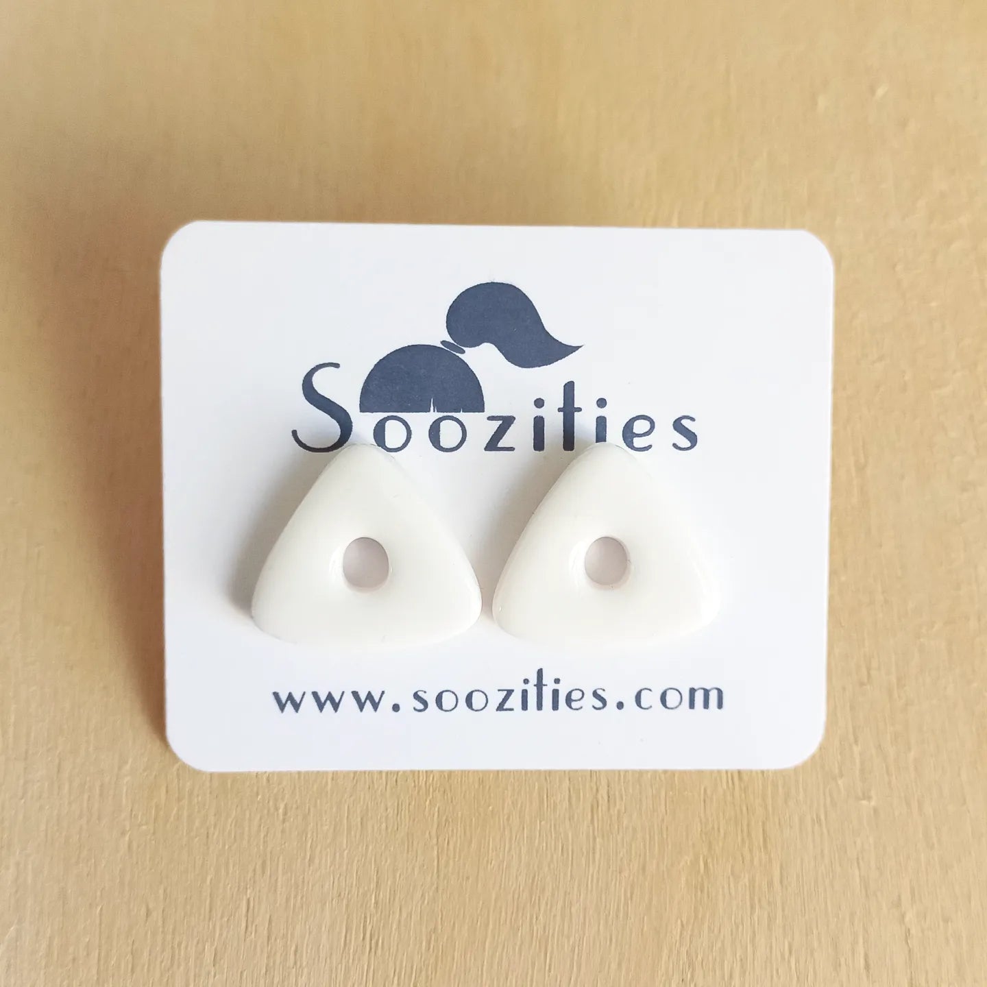 White Triangle Stud Earrings