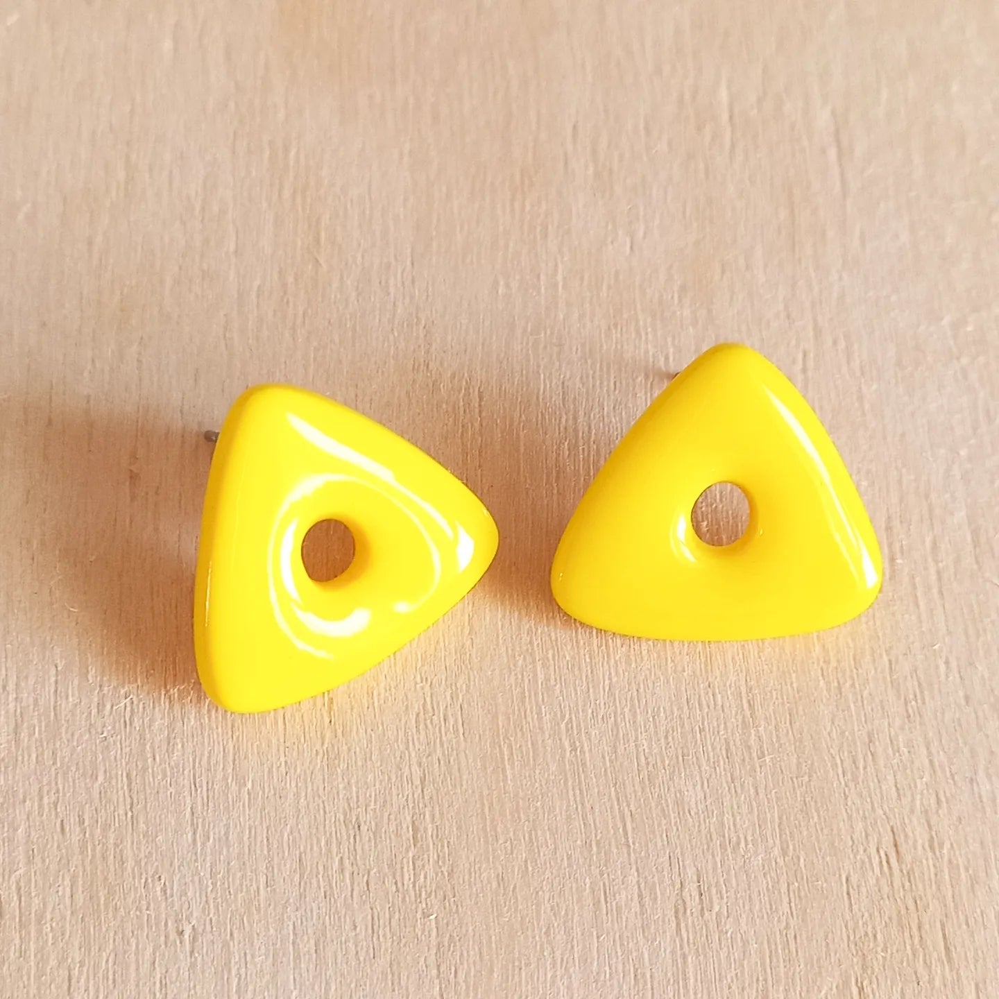 Yellow Triangle Stud Earrings