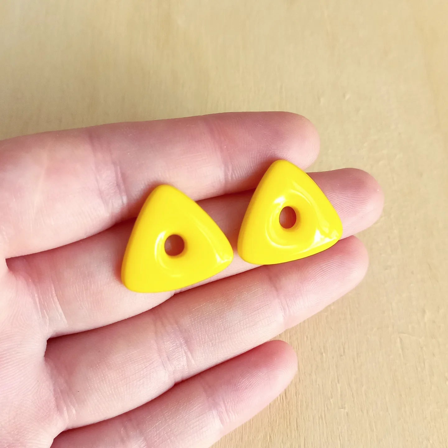 Yellow Triangle Stud Earrings