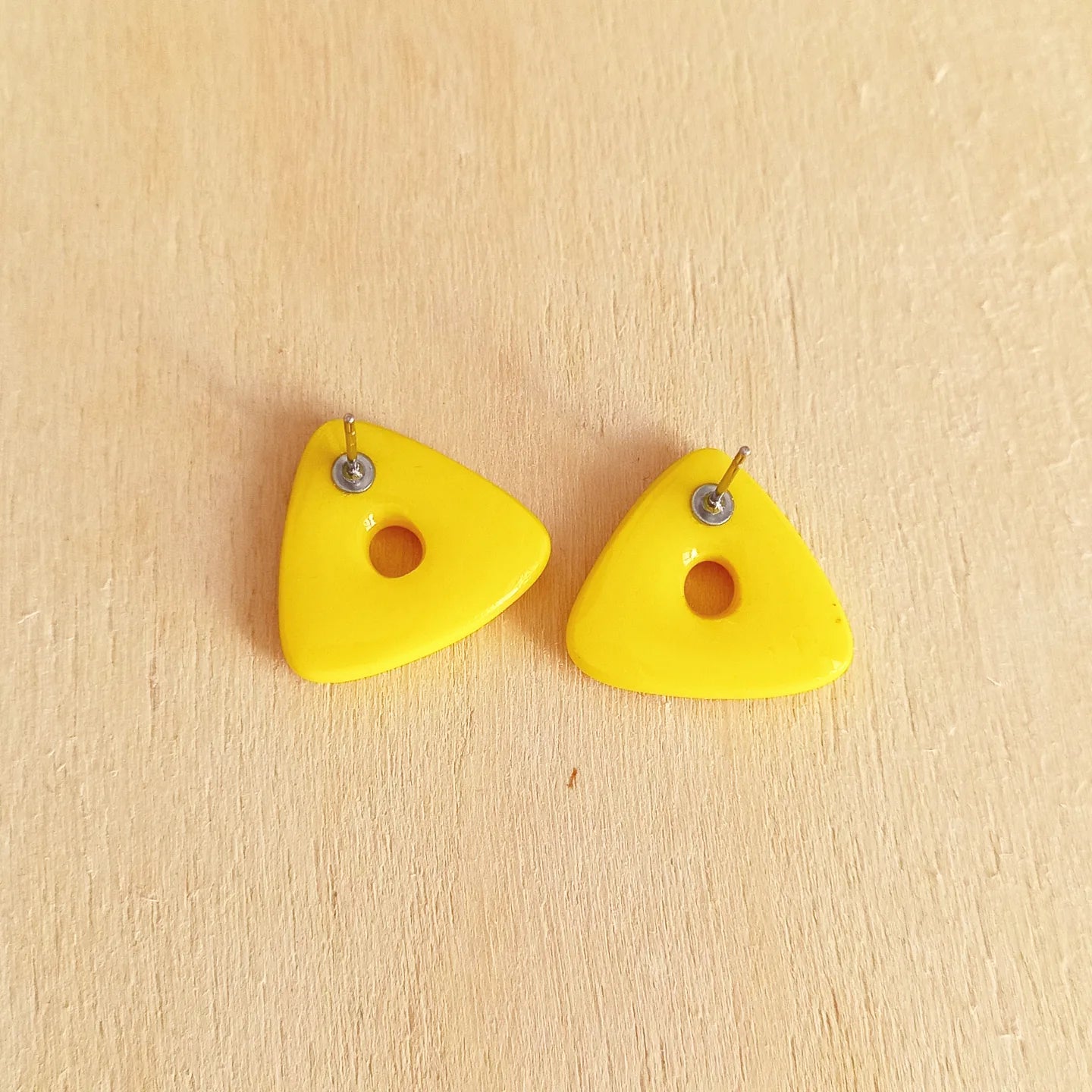 Yellow Triangle Stud Earrings