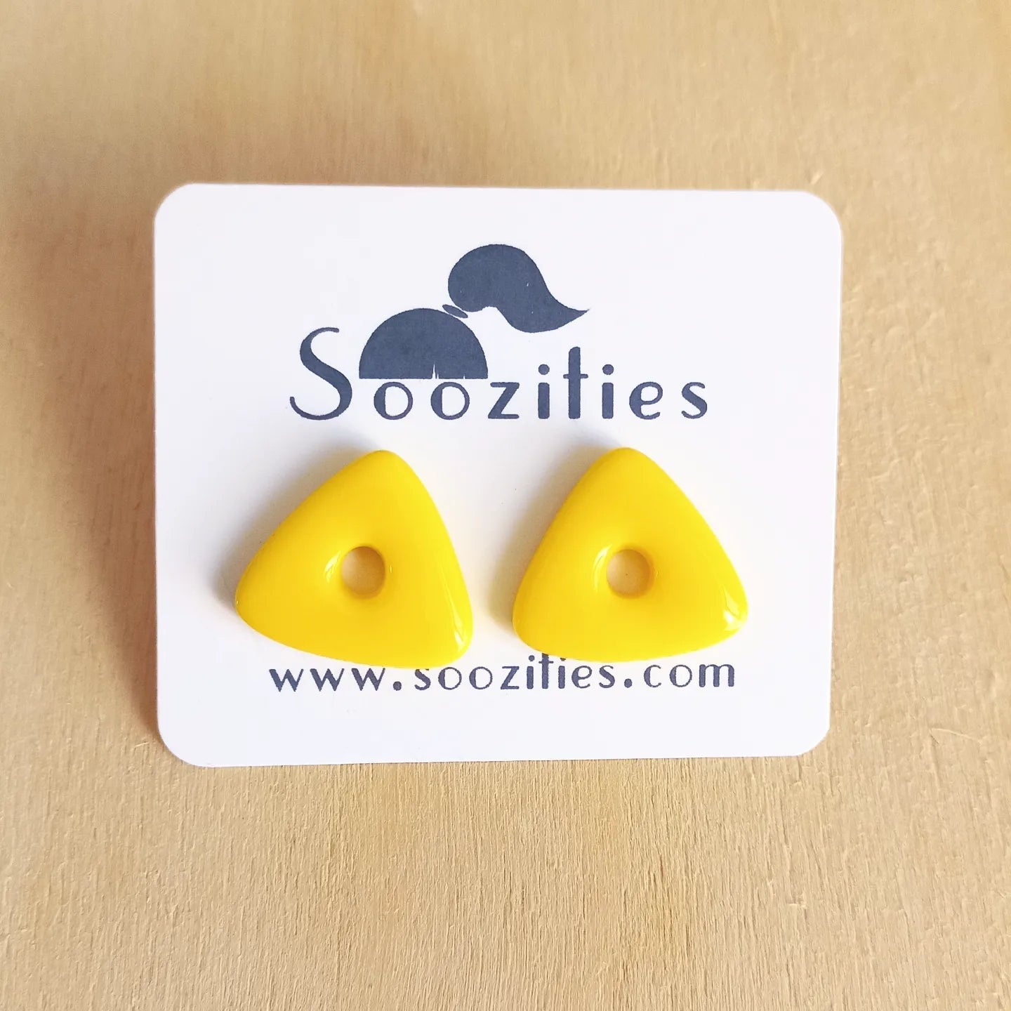 Yellow Triangle Stud Earrings