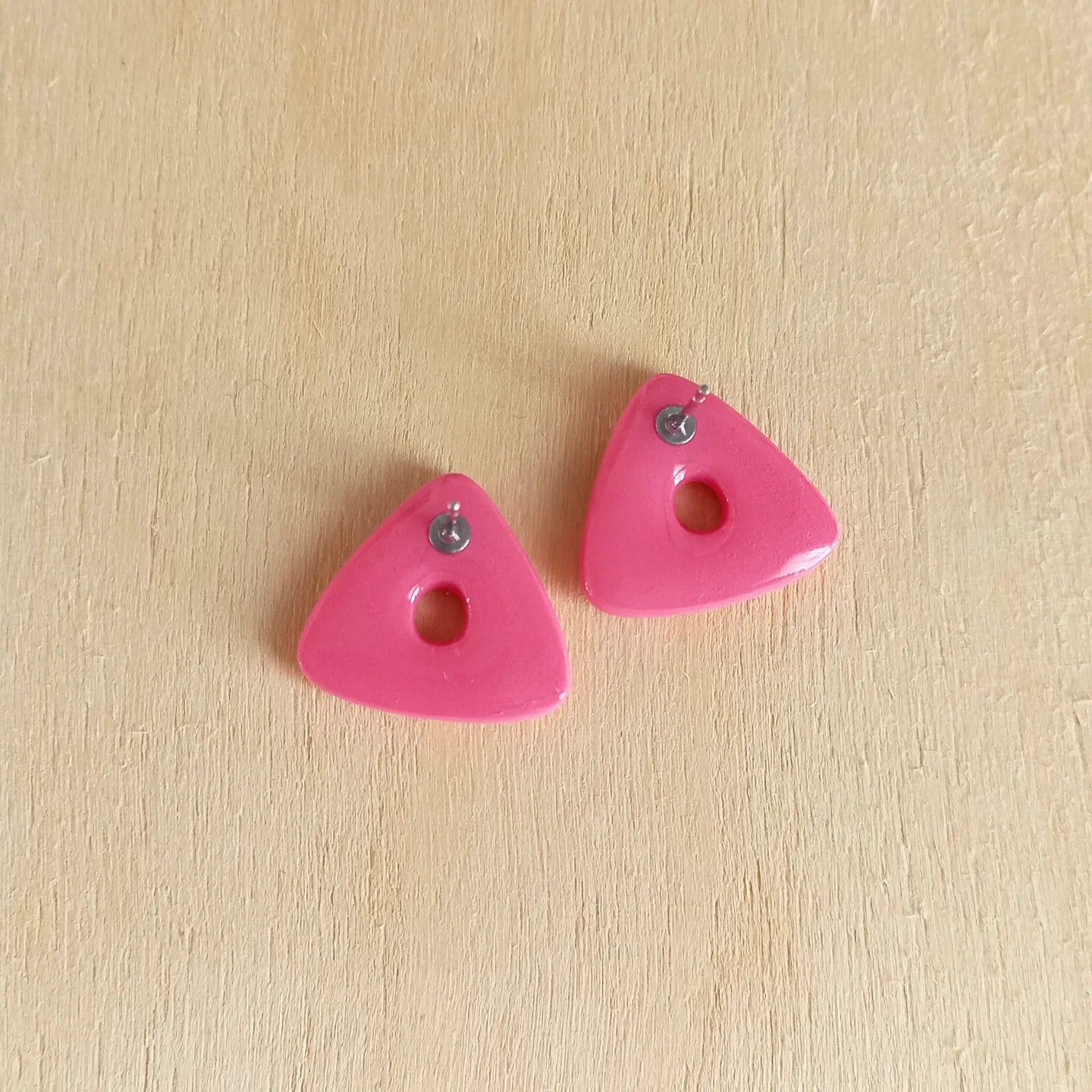 Pink Triangle Stud Earrings