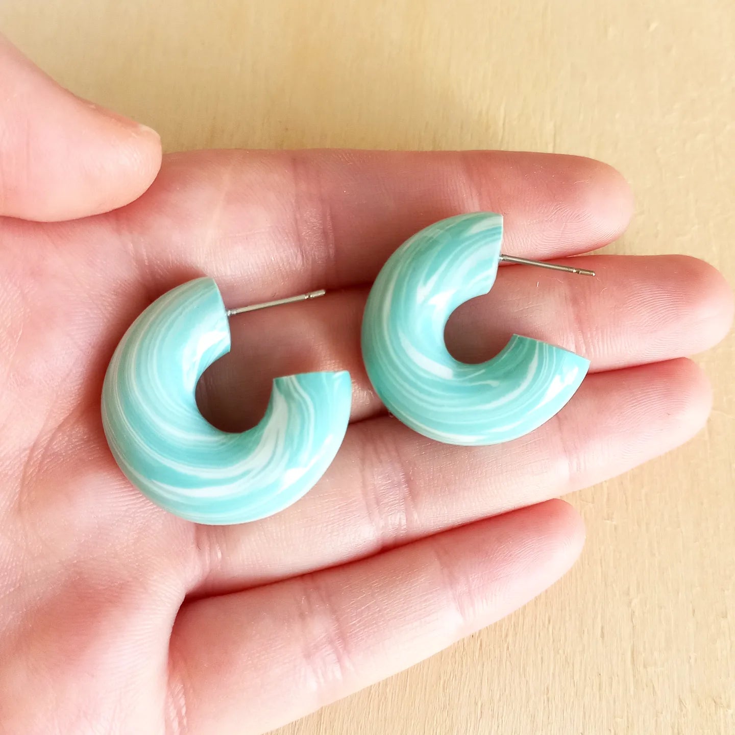 Mint Swirl Hoops