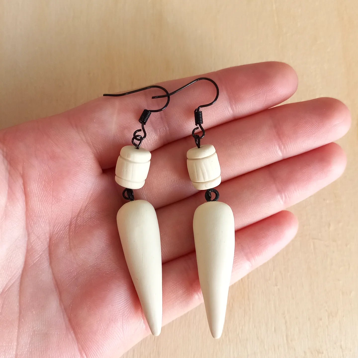 Faux Bone Bead Dangle Earrings