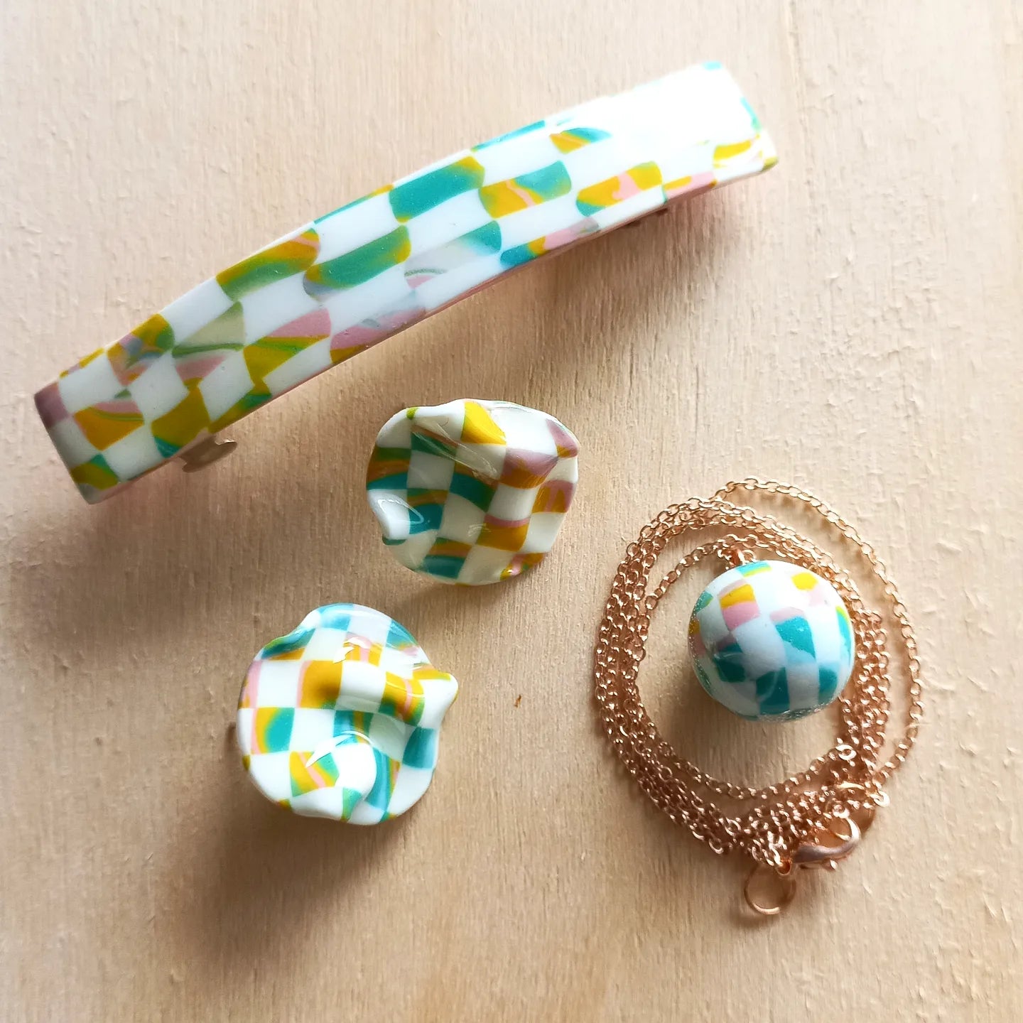 Abstract Checkered Jewellery Set - Unique Item