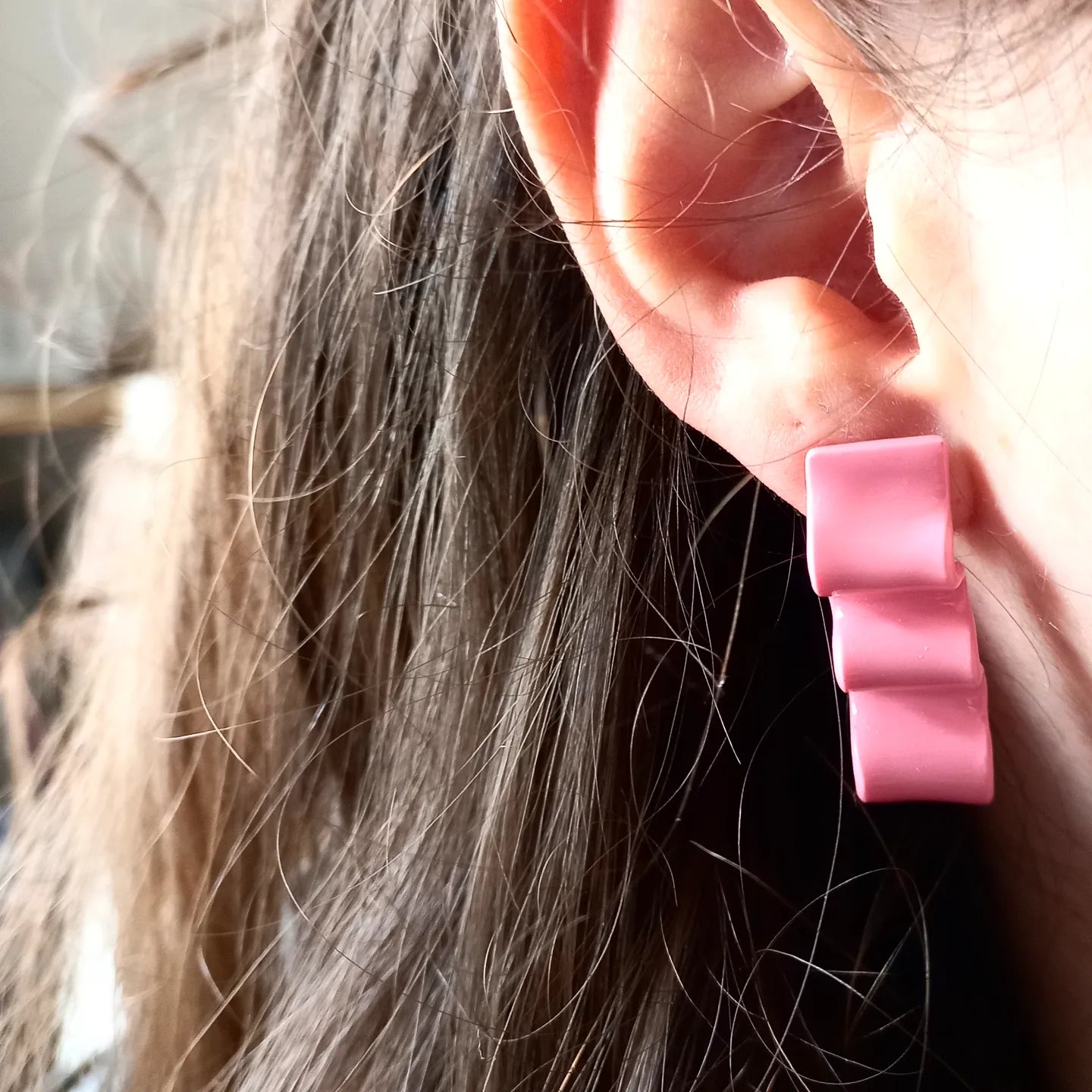 Pink Squiggle Strip Earrings