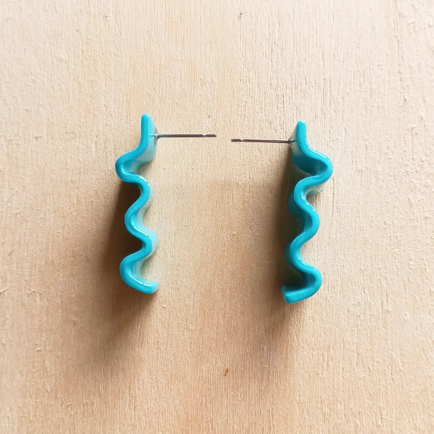 Blue Squiggle Strip Earrings