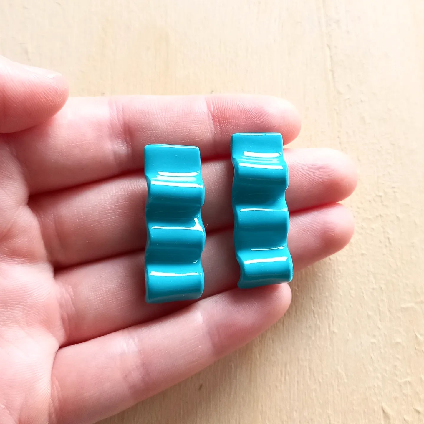 Blue Squiggle Strip Earrings
