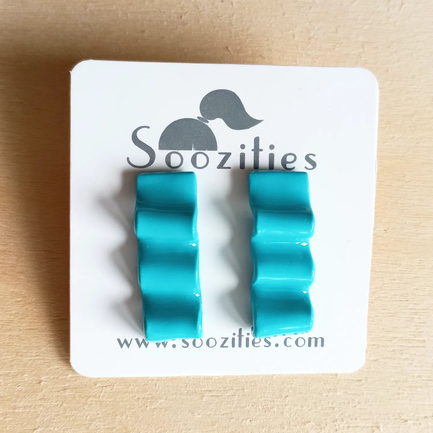 Blue Squiggle Strip Earrings