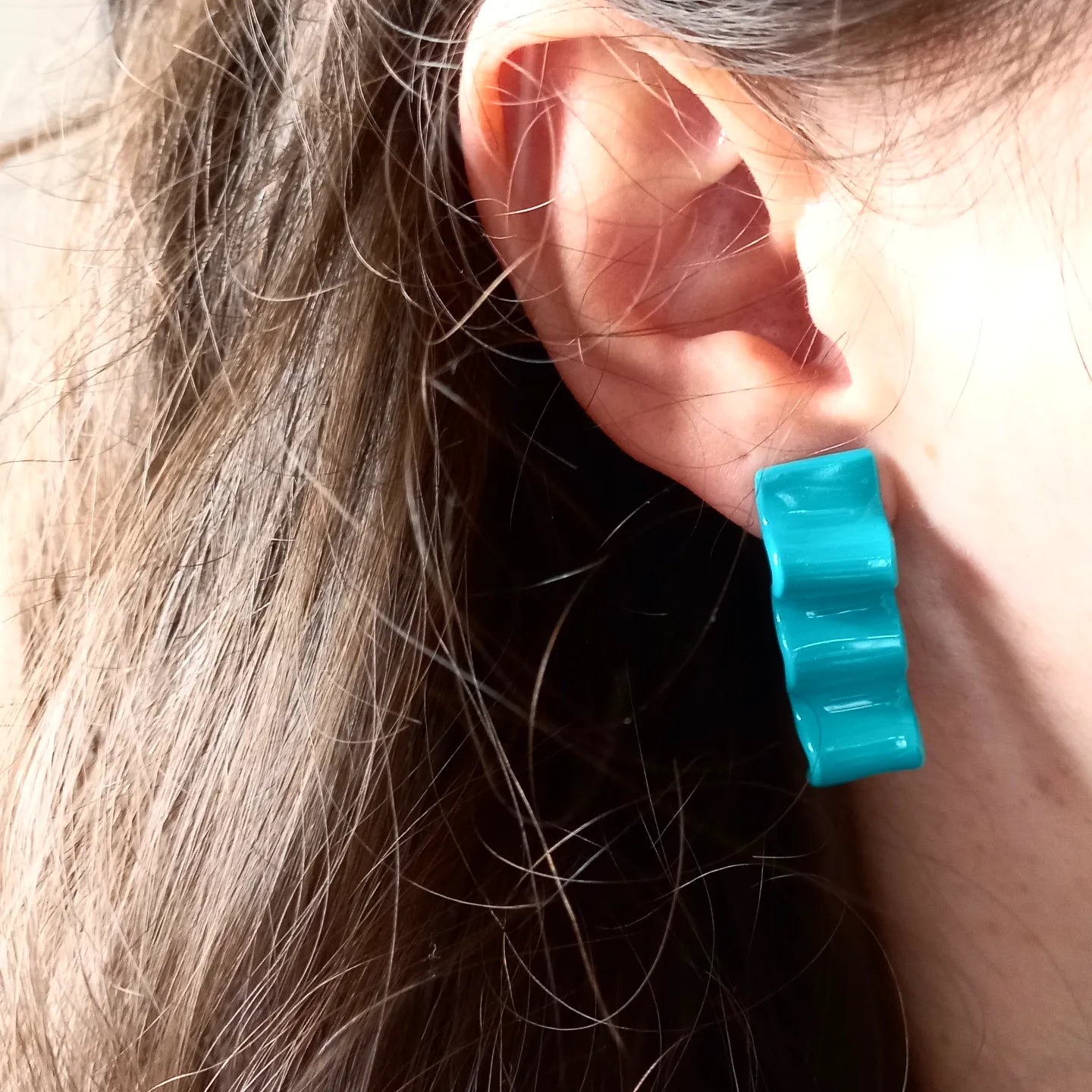 Blue Squiggle Strip Earrings