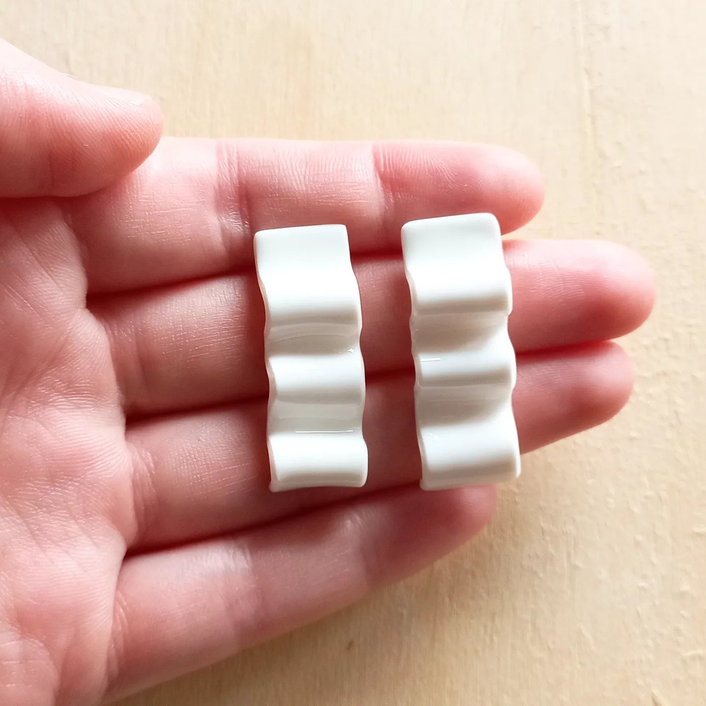 White Squiggle Strip Earrings