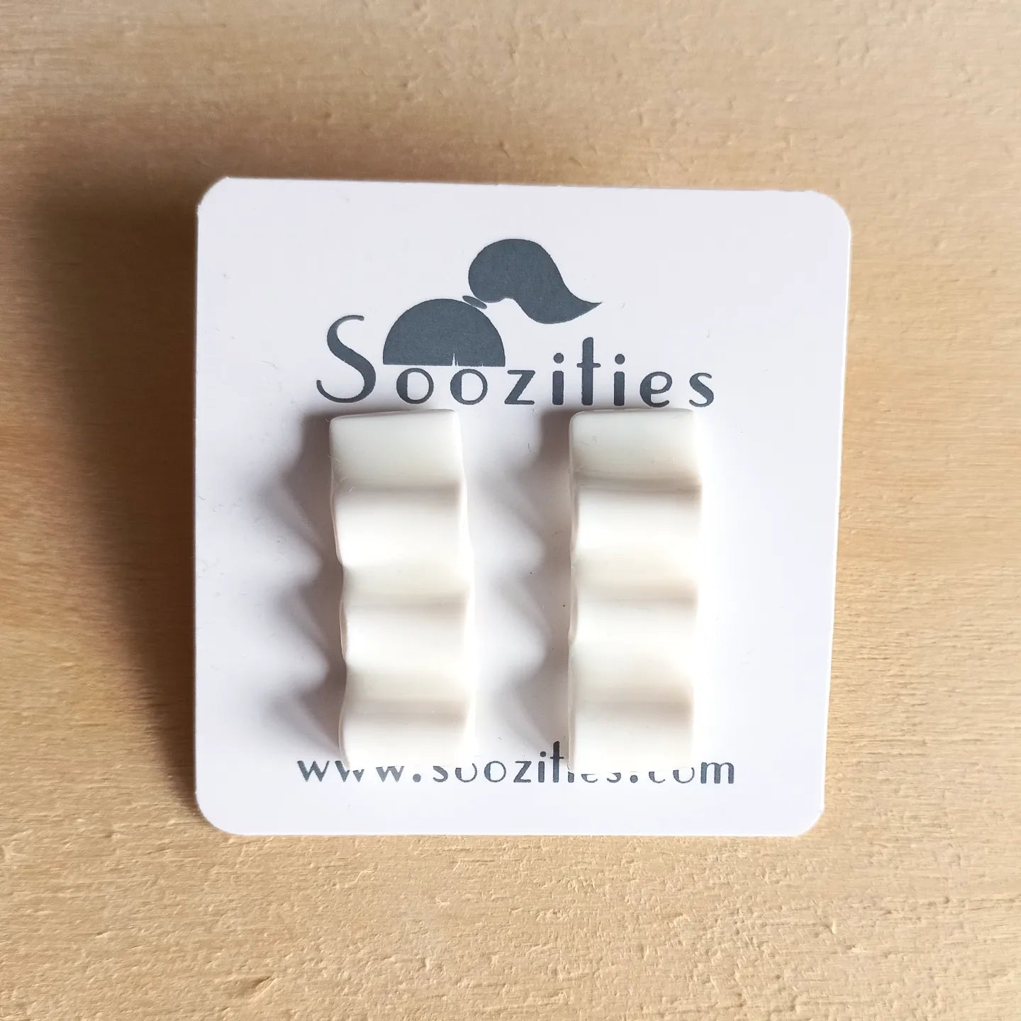White Squiggle Strip Earrings