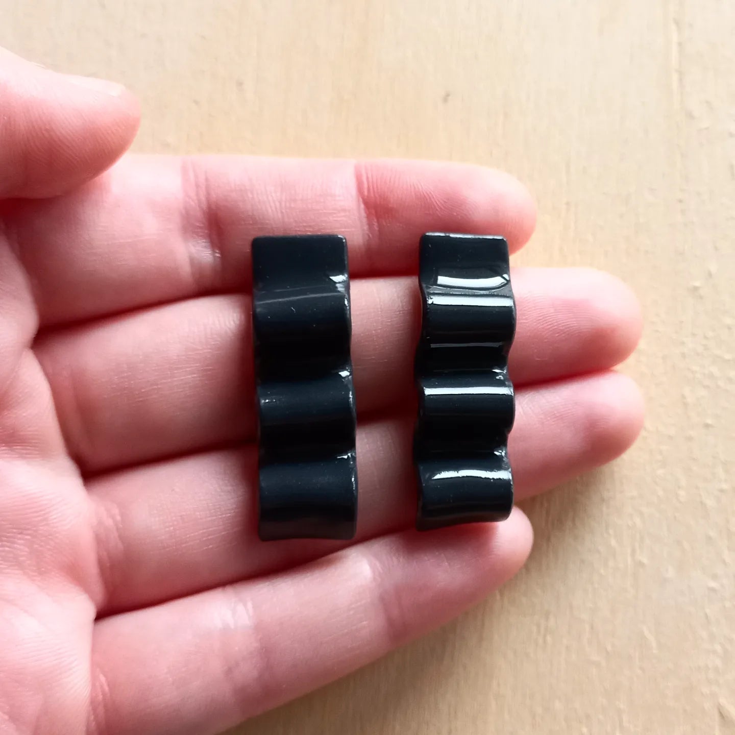 Black Squiggle Strip Earrings