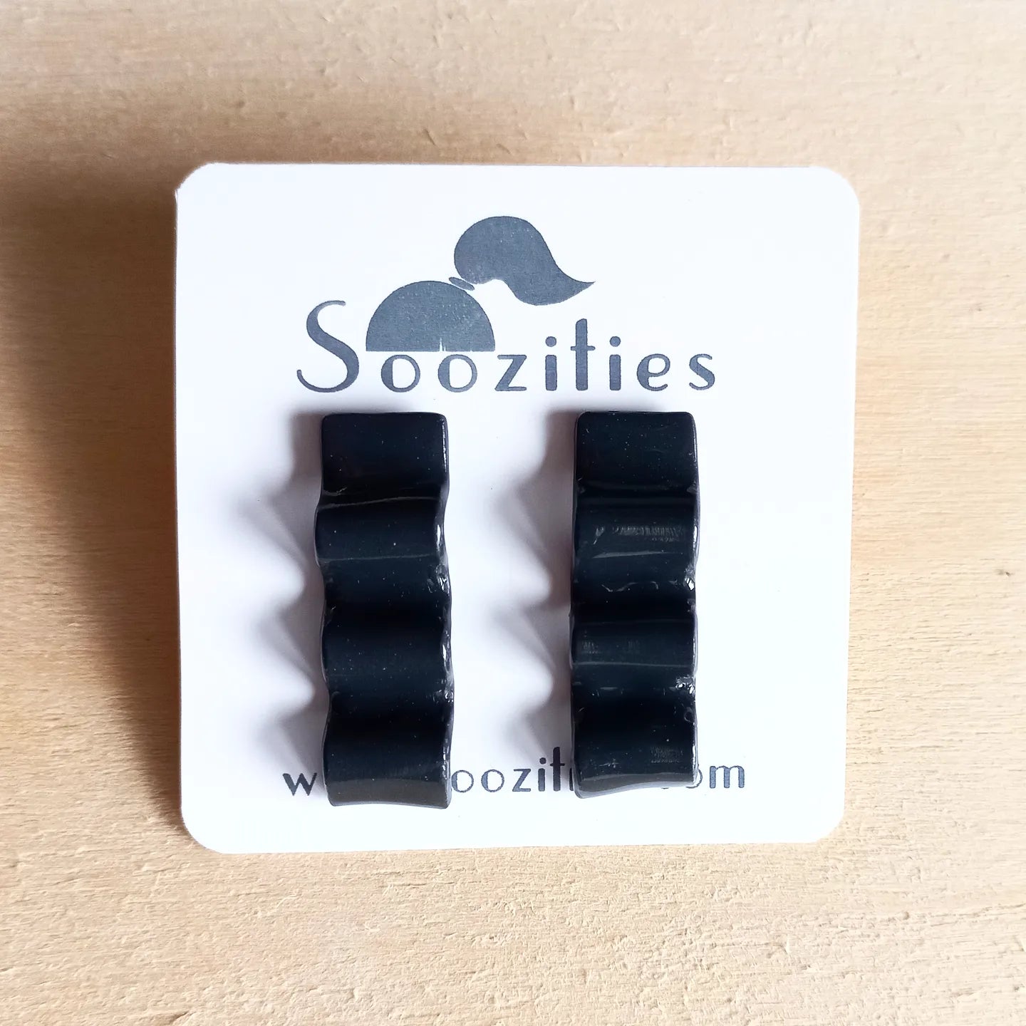 Black Squiggle Strip Earrings