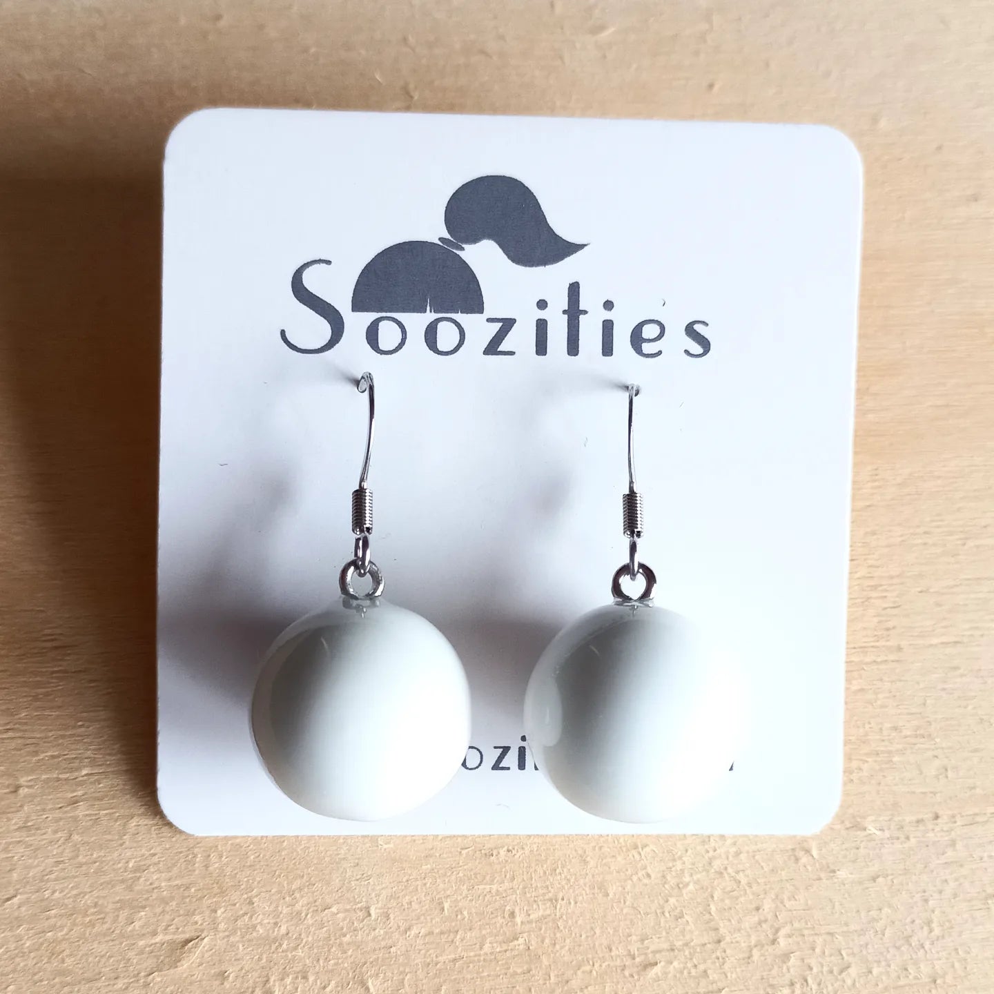 White Ball Earrings