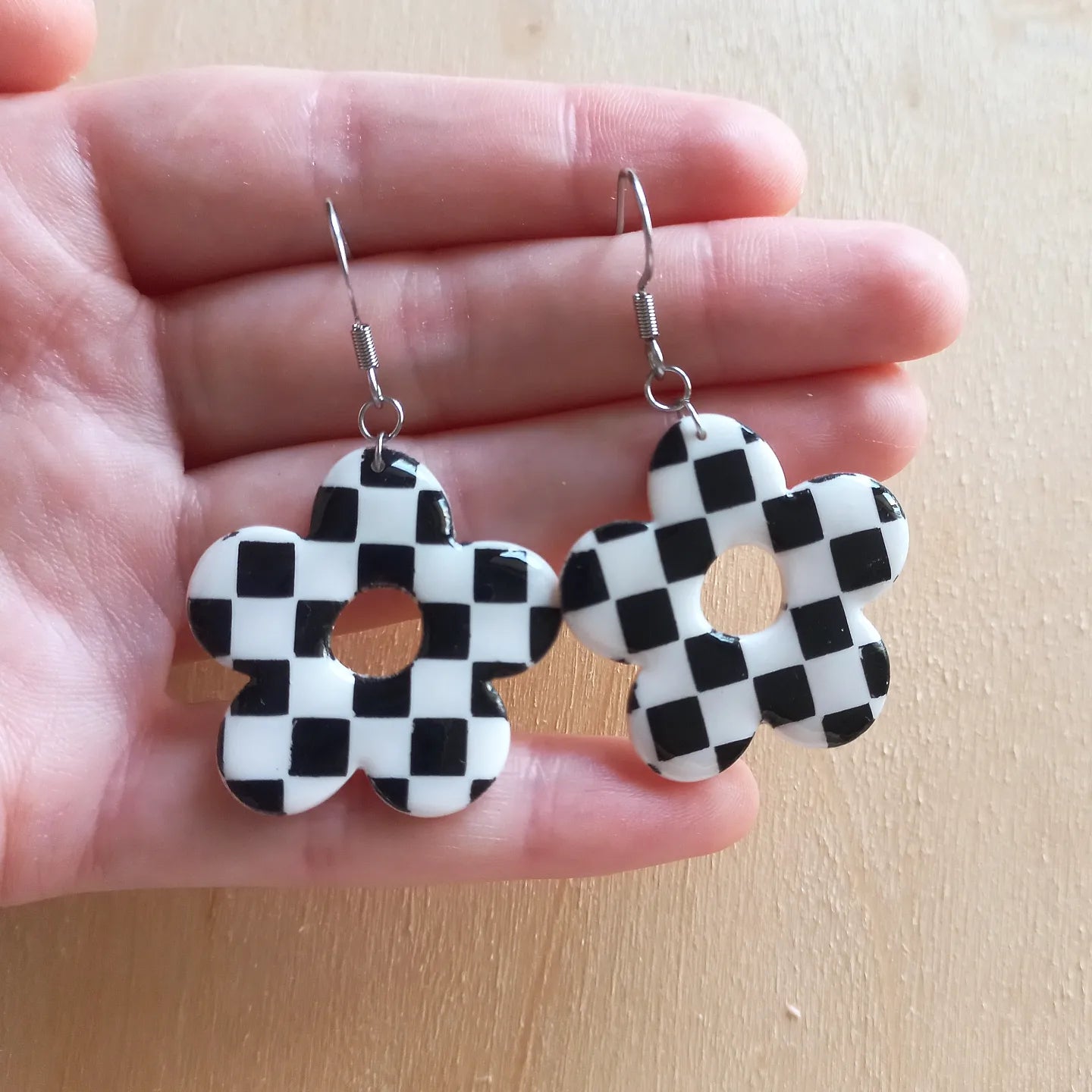 Checkered Flower Earrings