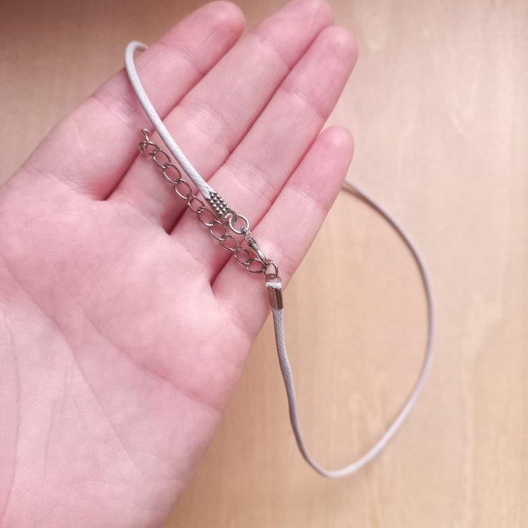 Light Grey Waxed Cord Necklace Platinum Clasp 45.5~46cm each