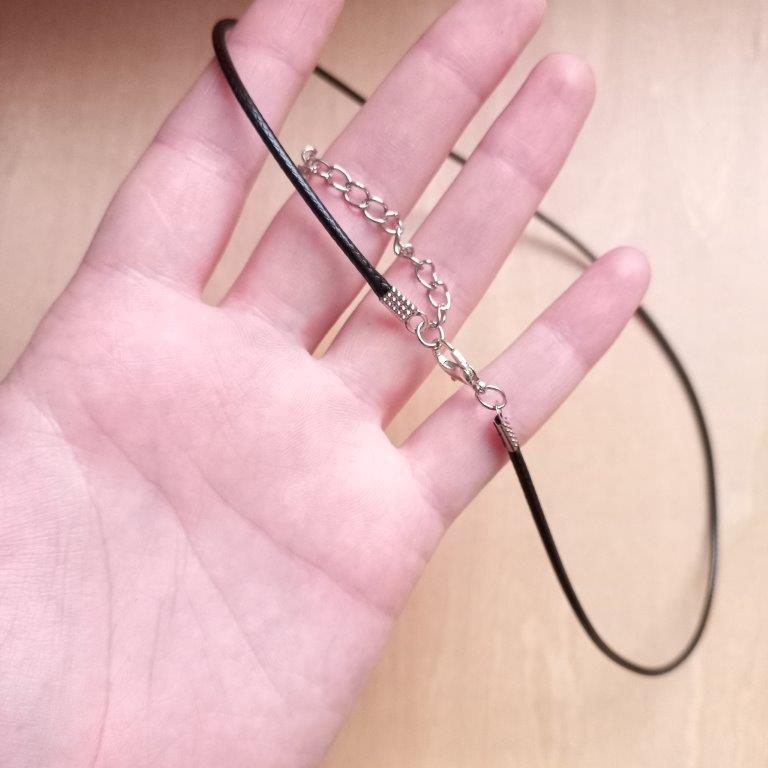 Black Waxed Cord Necklace Platinum Clasp 45.5~46cm each